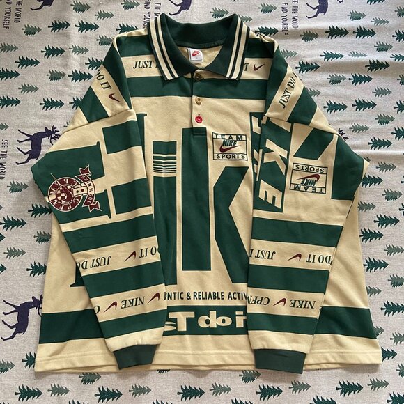Nike X Cactus Plant Flea Market Long-Sleeved Green Polo Shirt - Picture 1 of 5